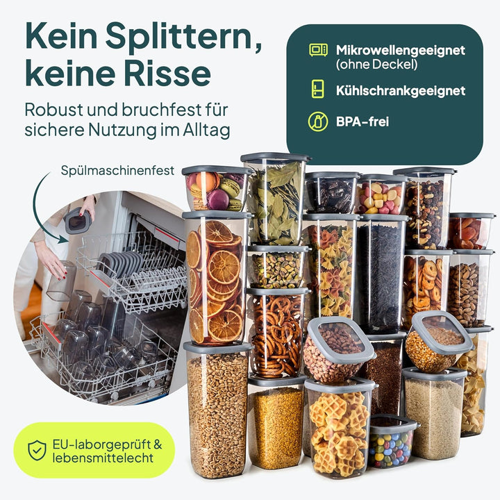 uandu Vorratsdosen mit Deckel luftdicht – 24er Vorratsbehälter Set BPA Frei, Aufbewahrungsdosen Küch