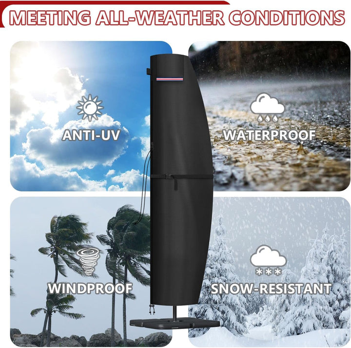 LAMUNI Ampelschirm Abdeckung für 4m Sonnenschirme, Wasserdicht Ampelschirm Schutzhülle für Sonnensch