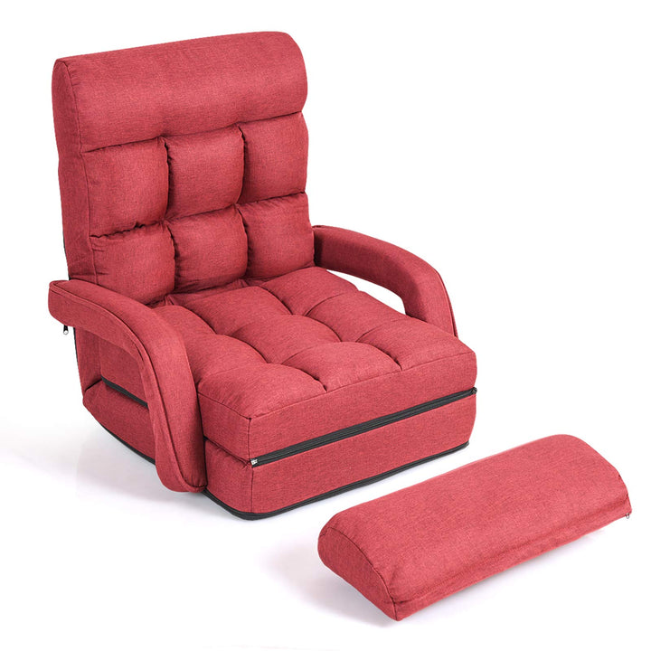 GOPLUS Bodensofa mtit Schlaffunktion, klappbarer Bodenstuhl mit Armlehnen & Kissen, Klappsessel mit