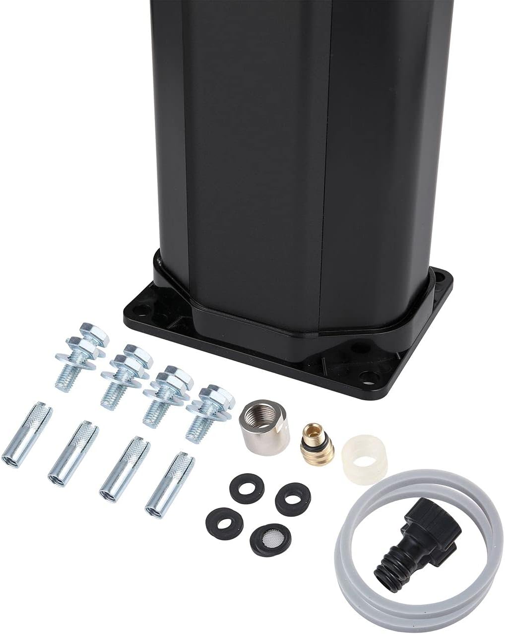 Strattore Solardusche für Garten in schwarz, 35 Liter, 217cm, warmes Wasser bis 60° C, mit Fussdusch