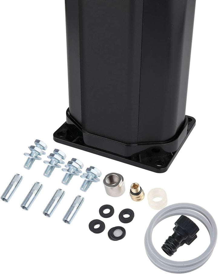 Strattore Solardusche für Garten in schwarz, 35 Liter, 217cm, warmes Wasser bis 60° C, mit Fussdusch