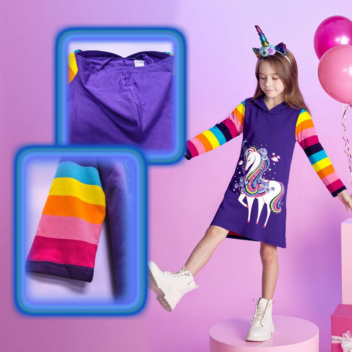 VIKITA Mädchen Kapuzenpullover Kleider Baumwolle Hoodie Herbst Winter Freizeit 2-8 Jahre 3-4 Jahre L