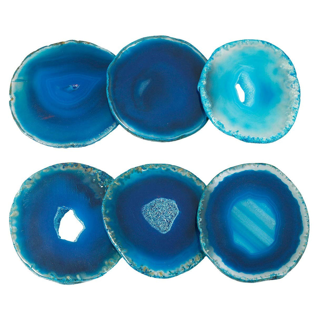 mookaitedecor 12 Stück Natürliche Geode Achat Scheiben, Rund poliert Achat Edelsteine Namen Karten f