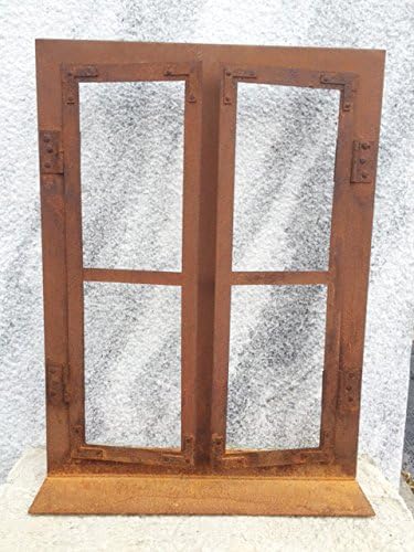 Deko-Fenster 45 x 33 cm zum Öffnen Rost Edelrost Metall + Original Pflegeanleitung von Steinfigurenw