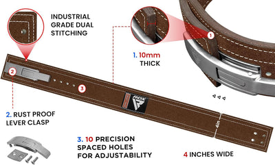 RDX 4” Gewichthebergürtel Hebelschnalle Leder, 10mm Genehmigt IPL USPA, Powerlifiting Trainingsgürte