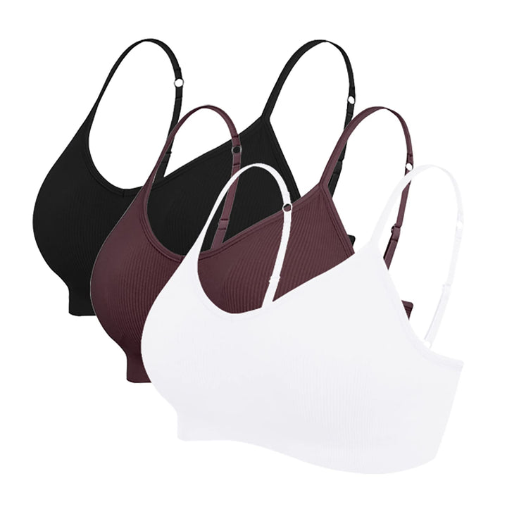 Vertvie Damen 2/3/4er Set Basic Wohlfühl BH Sport BH Spaghettiträger Bralette ohne Bügel Nahtlose Ge