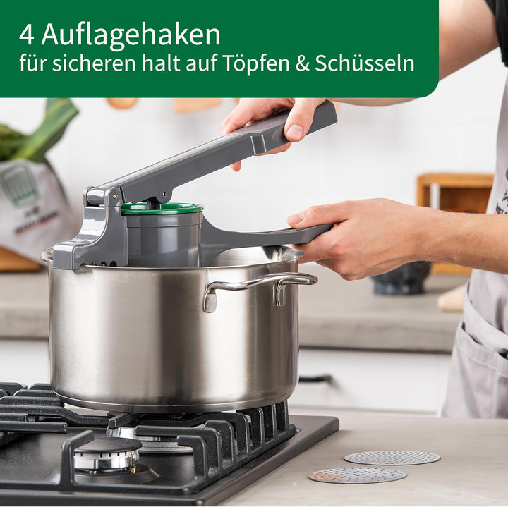 FACKELMANN Chefkoch Spätzlepresse für Kartoffeln, Spätzle, Spaghettieis & Co – Presse mit 3 Lochsche