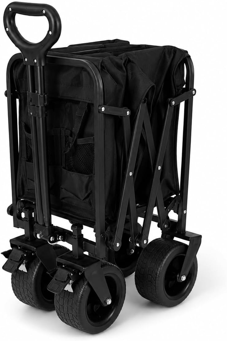 Klappbarer Bollerwagen XL - Transportwagen - Extra Breite PVC-Geländeräder - 180 kg Tragkraft - Vers