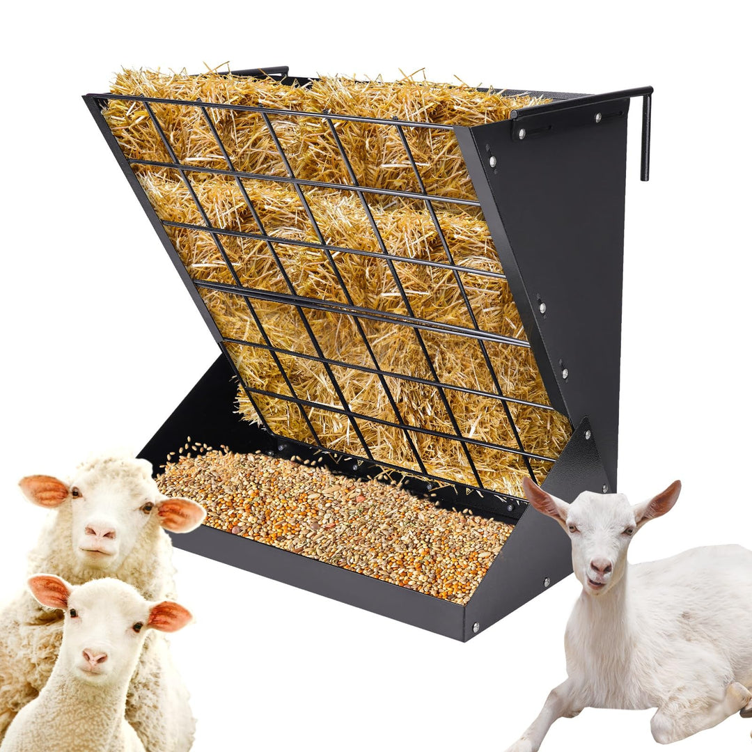 Grosses Heuraufe für Schafe und Ziegen 2 In 1 Hay & Grain/Salt Feeder Hängende Futterraufe Schafe mi