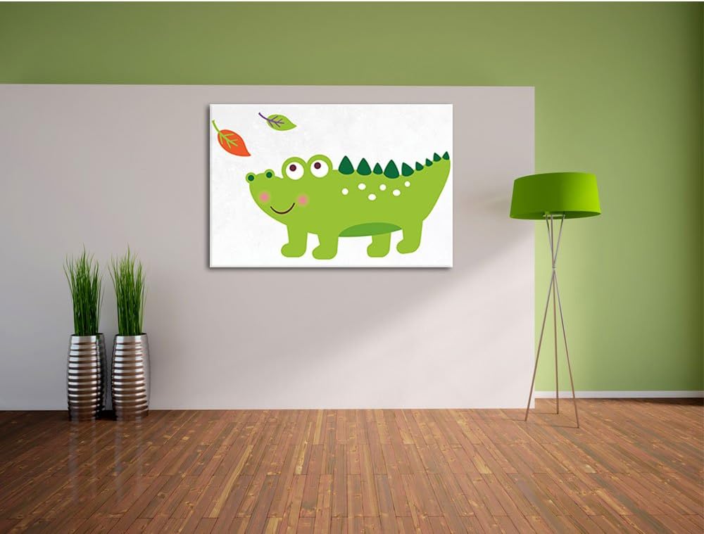 Niedliches Krokodil weiss, Format: 100x70 auf Leinwand, XXL riesige Bilder fertig gerahmt mit Keilra