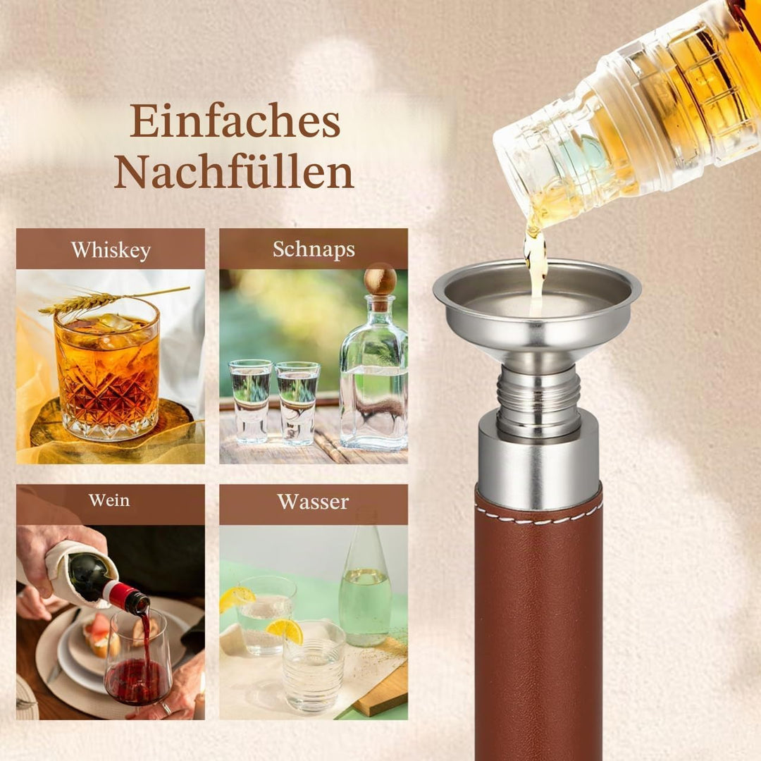 ELAYARD Tragbare WeinröHre Aus Edelstahl Mit Lederbezug Kompakter Mini-Weintopf FüR Outdoor Barzubeh