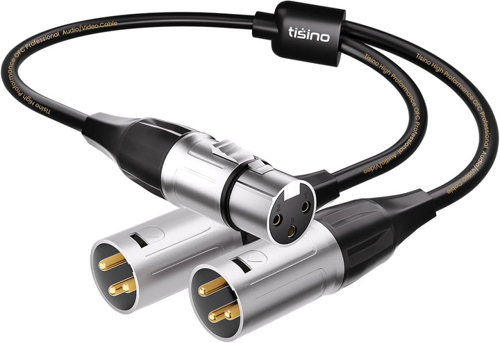 Tisino Balanced XLR Splitter Kabel, 1 Buchse auf 2 Stecker Patch Mikrofonkabel XLR Y Splitter Kabel