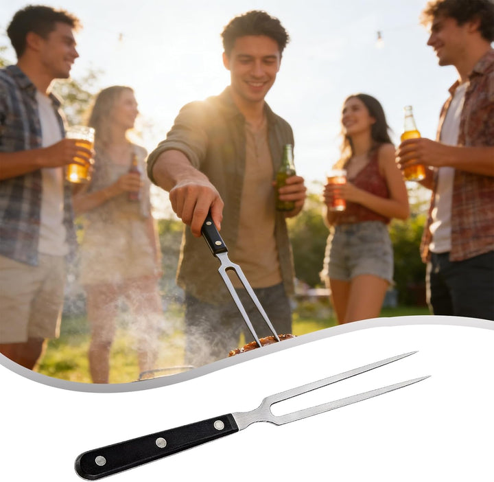 2er Set Fleischgabel mit Griff - 29cm Edelstahl Fleischgabel, Grillgabel Servier Grillgabel mit Kuns