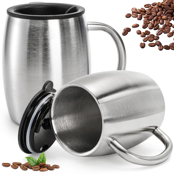 Lawei 2 Stück Edelstahl Kaffeebecher 400ml Campingtasse Isolierbecher Edelstahlbecher Thermobecher K