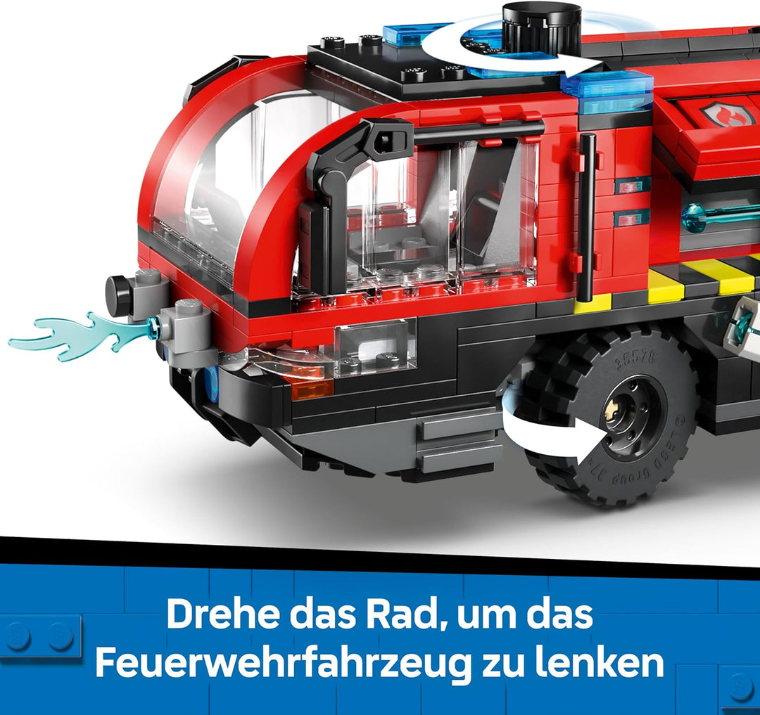 LEGO City Flughafenlöschfahrzeug - Spielzeug Einsatzfahrzeug - Modellbau mit 4 Feuerwehr Minifiguren