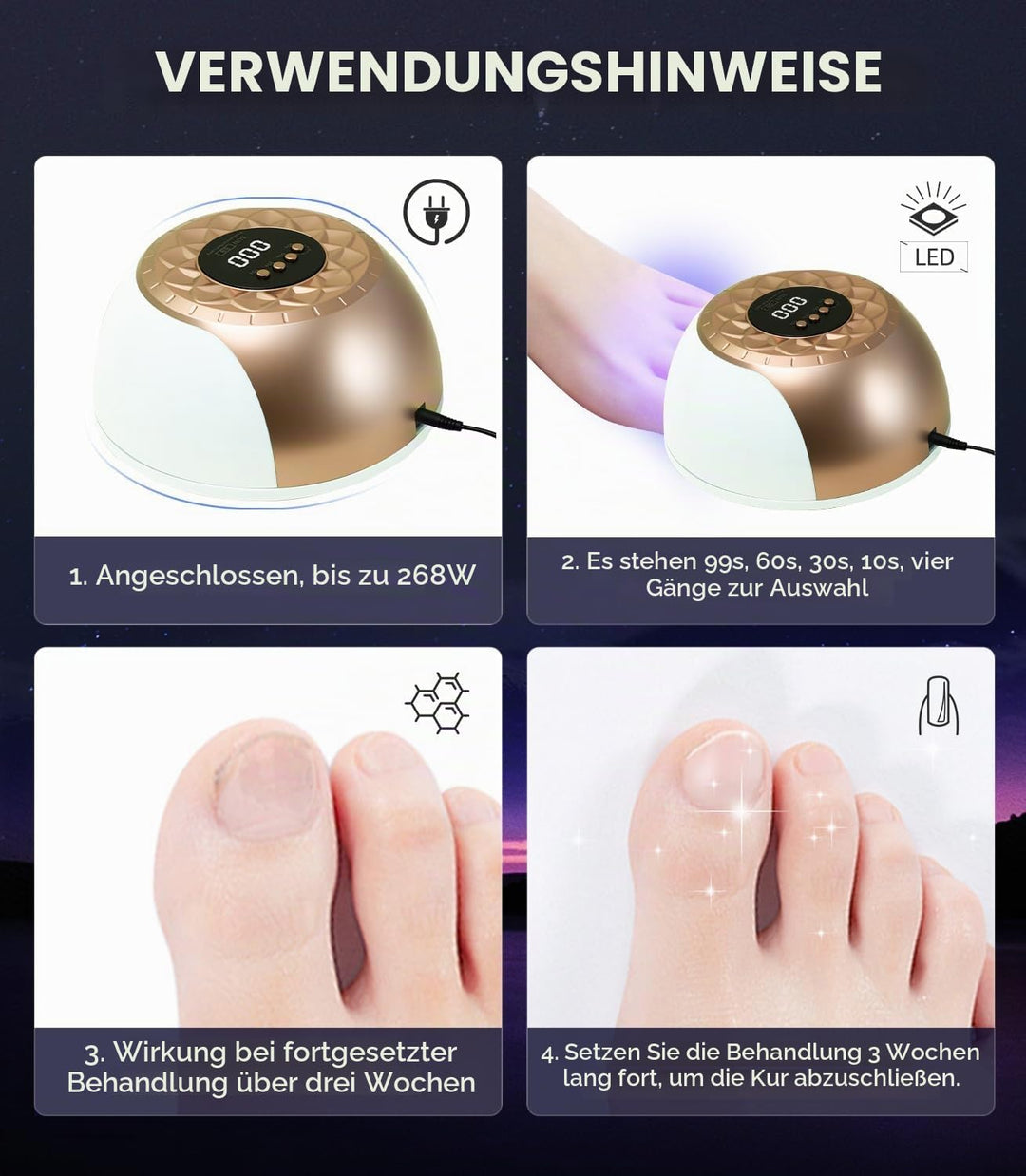 2025 Upgrade Nagelpil Lasergerä【Verwendung für Mehrere Fingernägel und Zehennägel - 3/5/7/10min】Nage