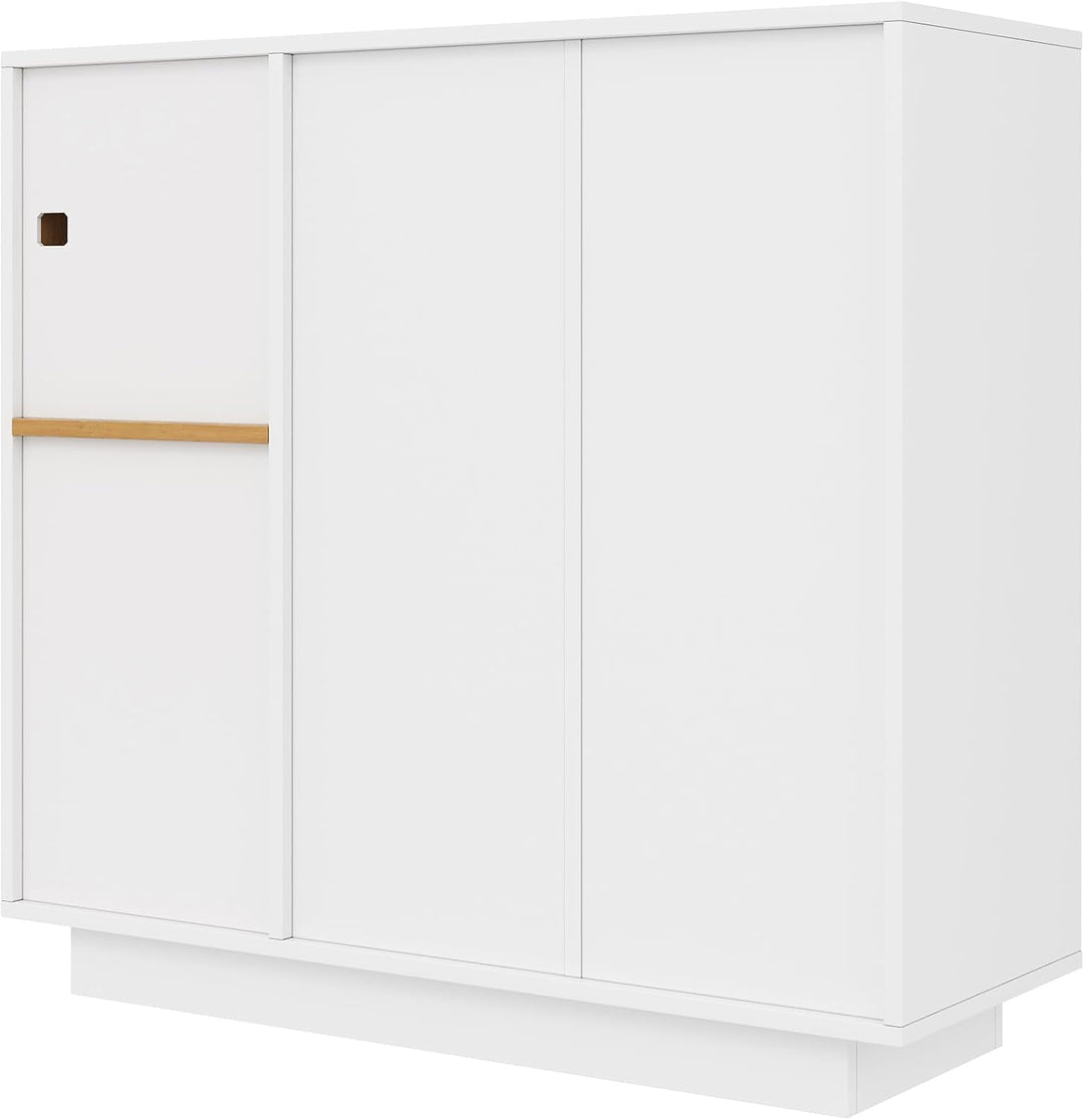 Merax Moderner Schuhschrank, 105 x 39,5 x 100,5 cm, mit LED in 16 Farben, verstellbare Regale für 14