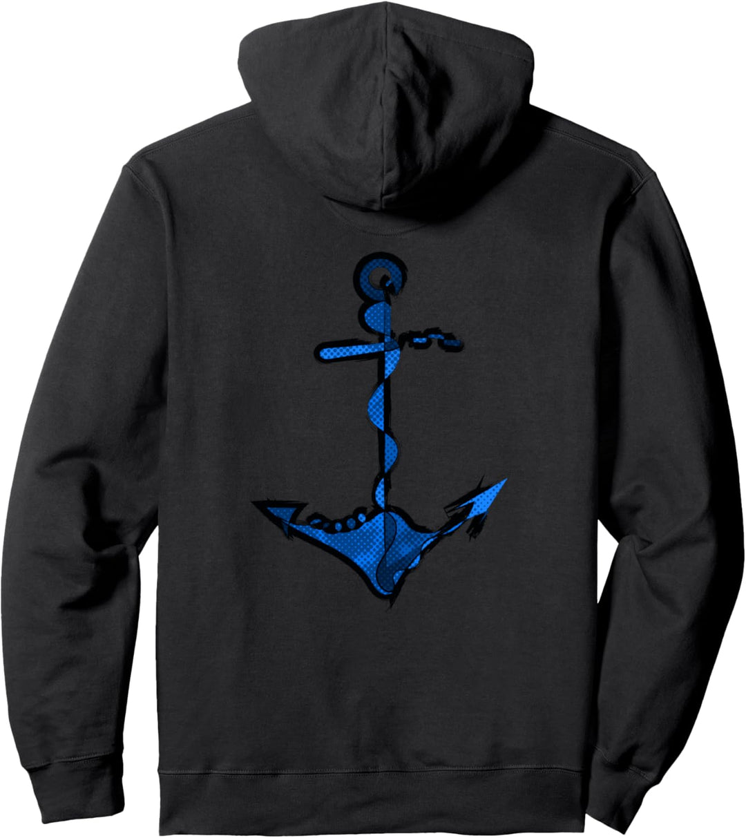 Moderner Blauer Anker, Maritim, Nautik Pullover Hoodie