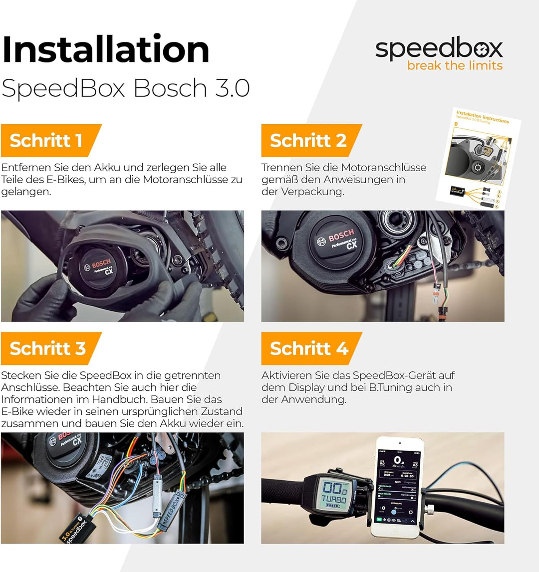 SpeedBox 3.0 B.Tuning mit Bluetooth + Kurbelabzieher, kompatibel mit Bosch Motoren 2017–2025, Premiu