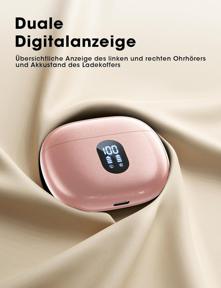 ZZU Bluetooth Kopfhörer Kabellos Bluetooth 5.4, In Ear Kopfhörer mit 4 ENC Mikrofonen, HiFi Tiefbass