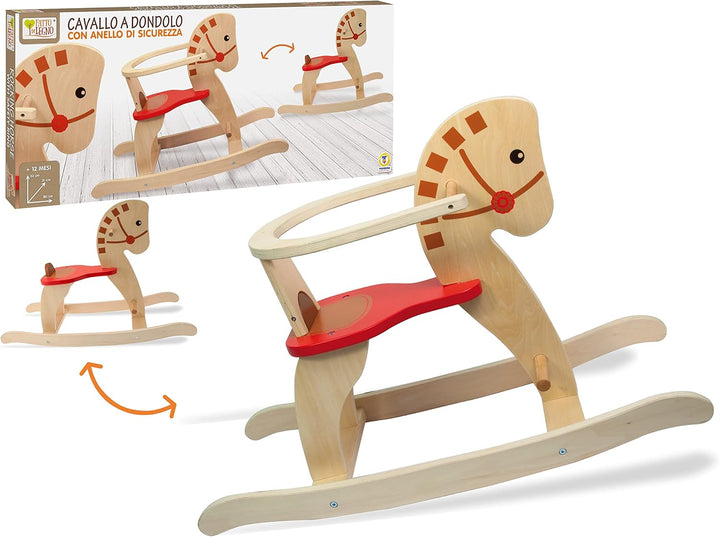 Teorema 40612 - Schaukelpferd aus Holz mit Sicherungsring, max. 35 kg belastbar