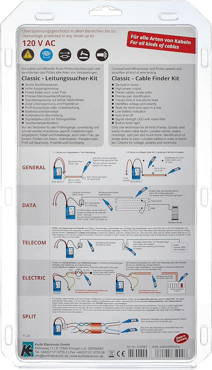 Kurth 0.49562 KE301 Classic-Leitungssucher Kit/besteht. aus Easytest300 / Probe310 und Schutztasche