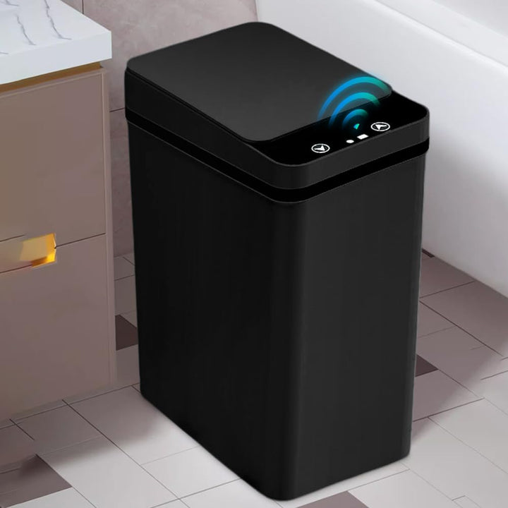 Mülleimer Bad 12L Sensor Kosmetikeimer Schwarz - Mülleimer mit Sensor Technologie, Touchless & Wasse