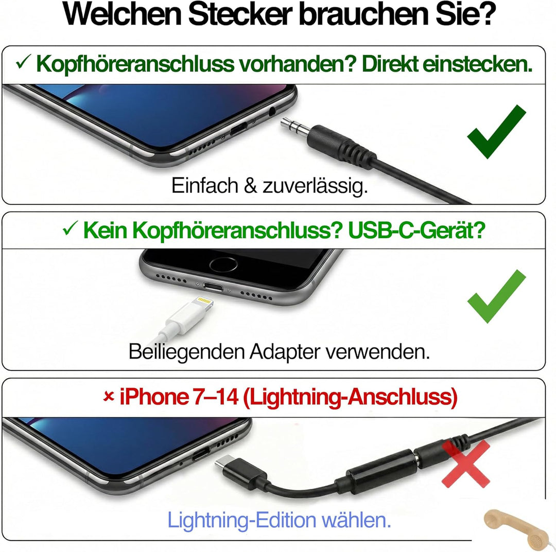 Opis 60s Micro - Retro Handyhörer für Android Smartphones, Tablets, Notebooks und Handys in der Form