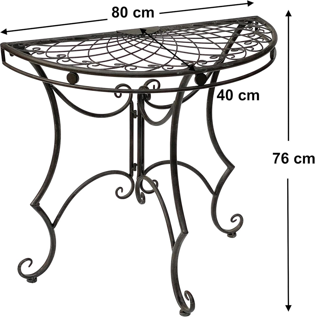DanDiBo Tisch Halbrund Wandtisch 96000 Beistelltisch Metall 80 cm Gartentisch Halbtisch Halbrundtisc