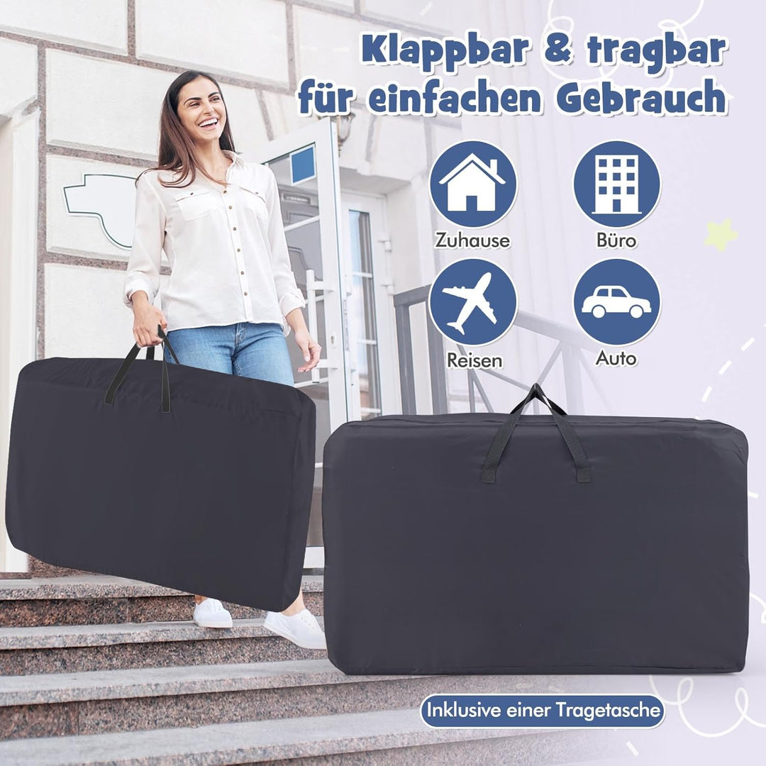 DREAMADE Beistellbett Baby, 6-stufig Höhenverstellbar Babybett mit weicher Matratze & Rollen & Trage
