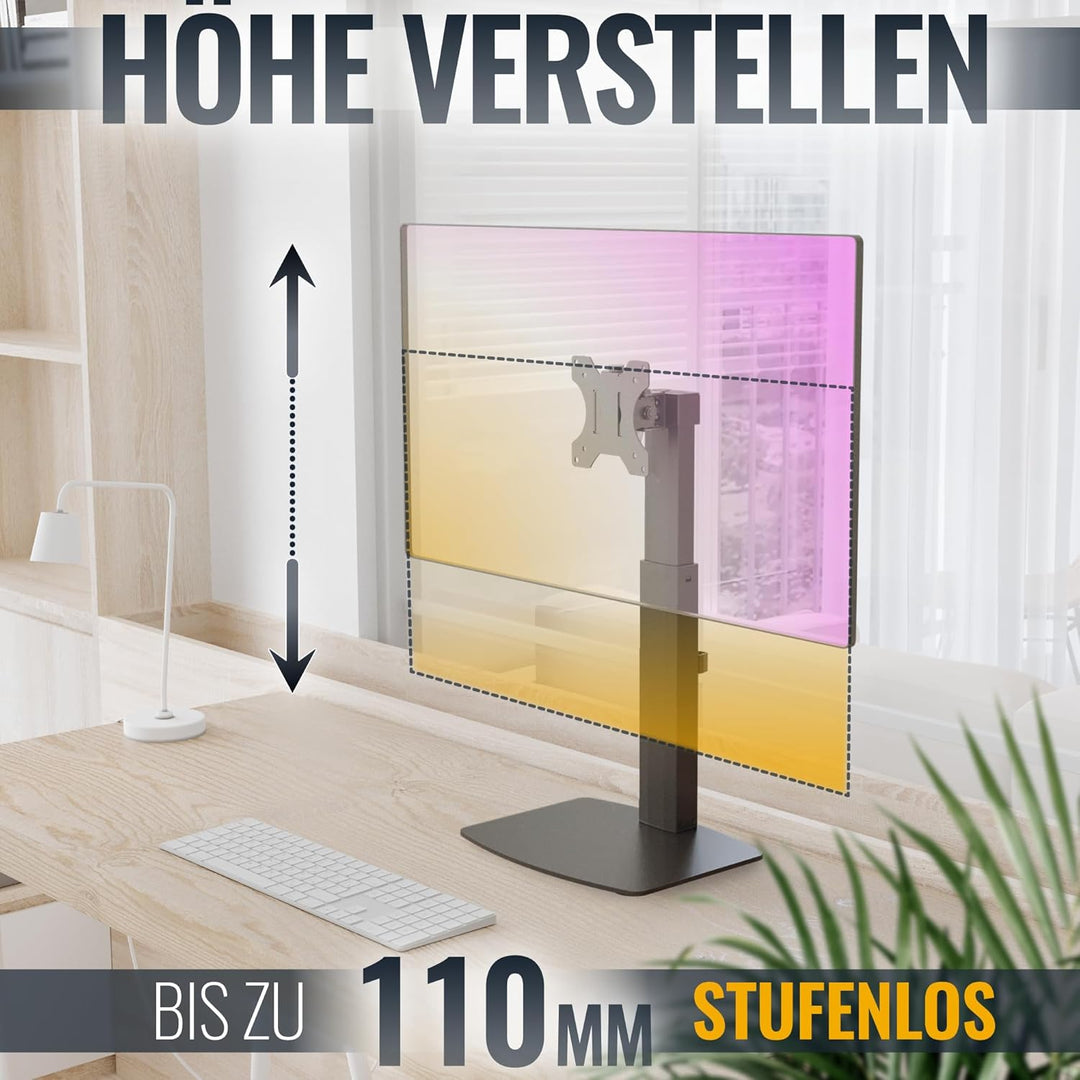 RICOO Monitor Halterung Tisch, VESA Tischhalterung für 17-32 Zoll, Monitorhalterung 1 Monitor Arm TS
