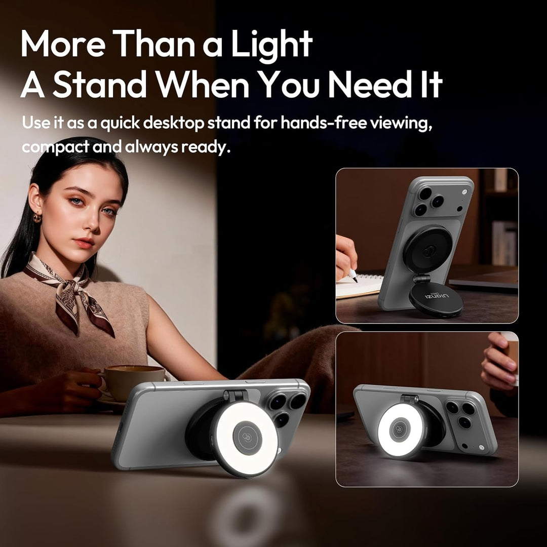 ULANZI LM21 Magnetische Selfie Licht, Selfie Ringlicht für iPhones, Handy Ringlicht mit 3 Farbtemper