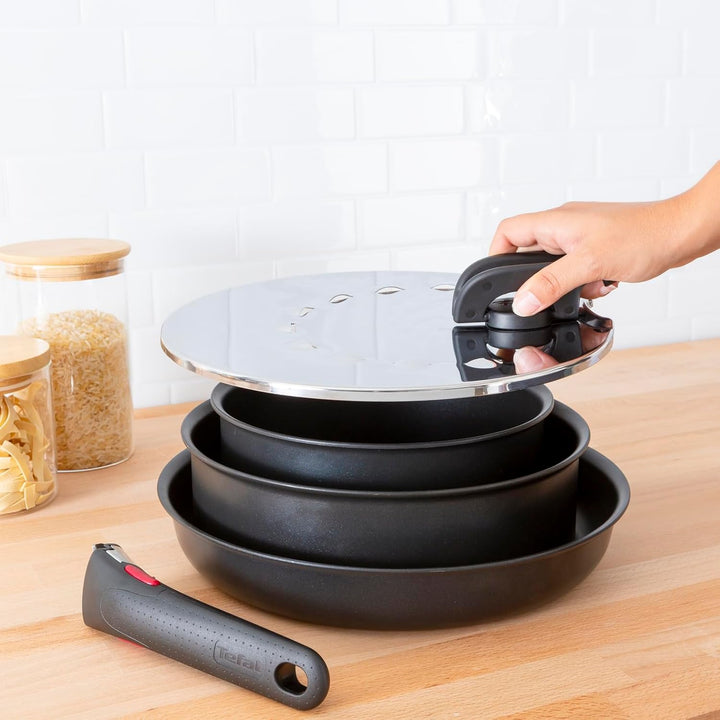 Tefal L98298 Ingenio Edelstahl-Multideckel 20-28 cm | perfekt zum Abgiessen | mit Ingenio Töpfen und