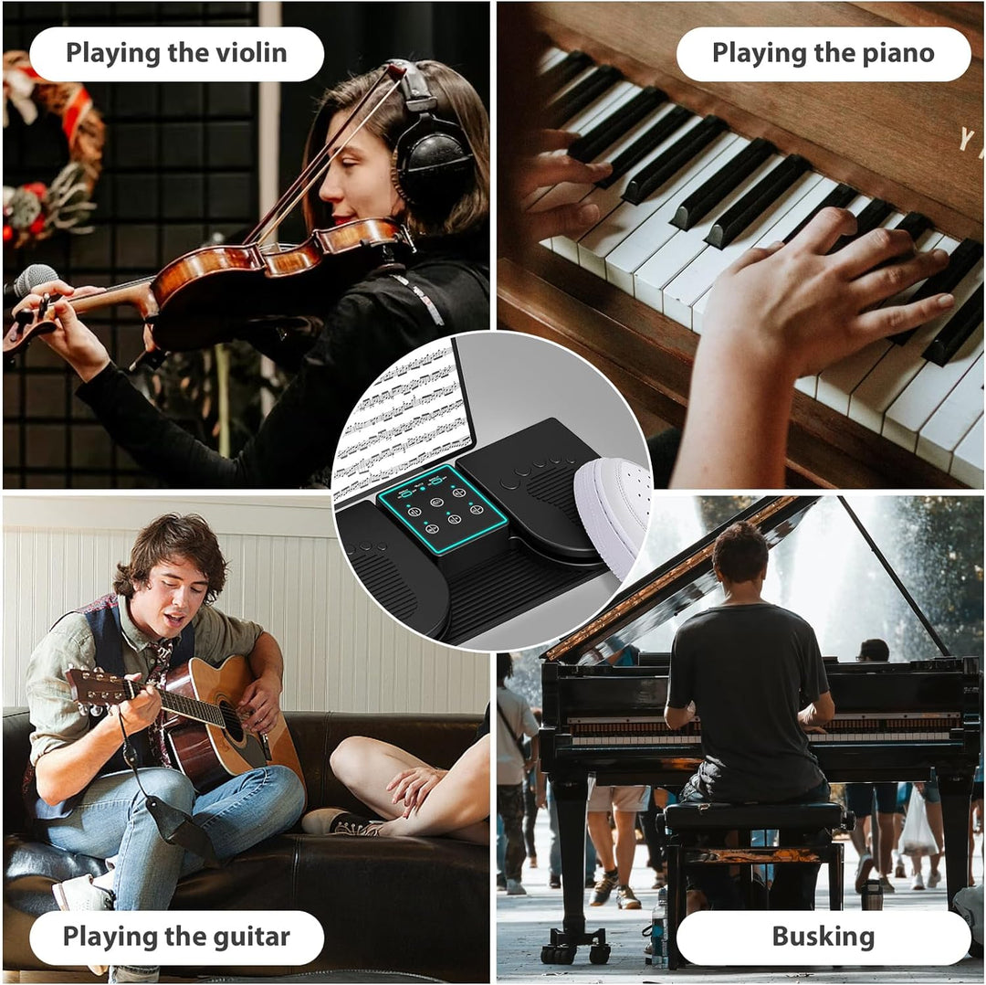 Doohoeek Bluetooth Page Turning Pedal, Page Turner Kabellos, Wiederaufladbares Universal-Fusspedal m