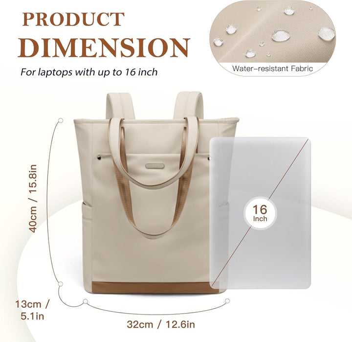 Rucksack Damen 16 Zoll,Elegant Laptop Handtasche 2 in 1, Schultasche Women Tagesrucksäcke Arbeitstas