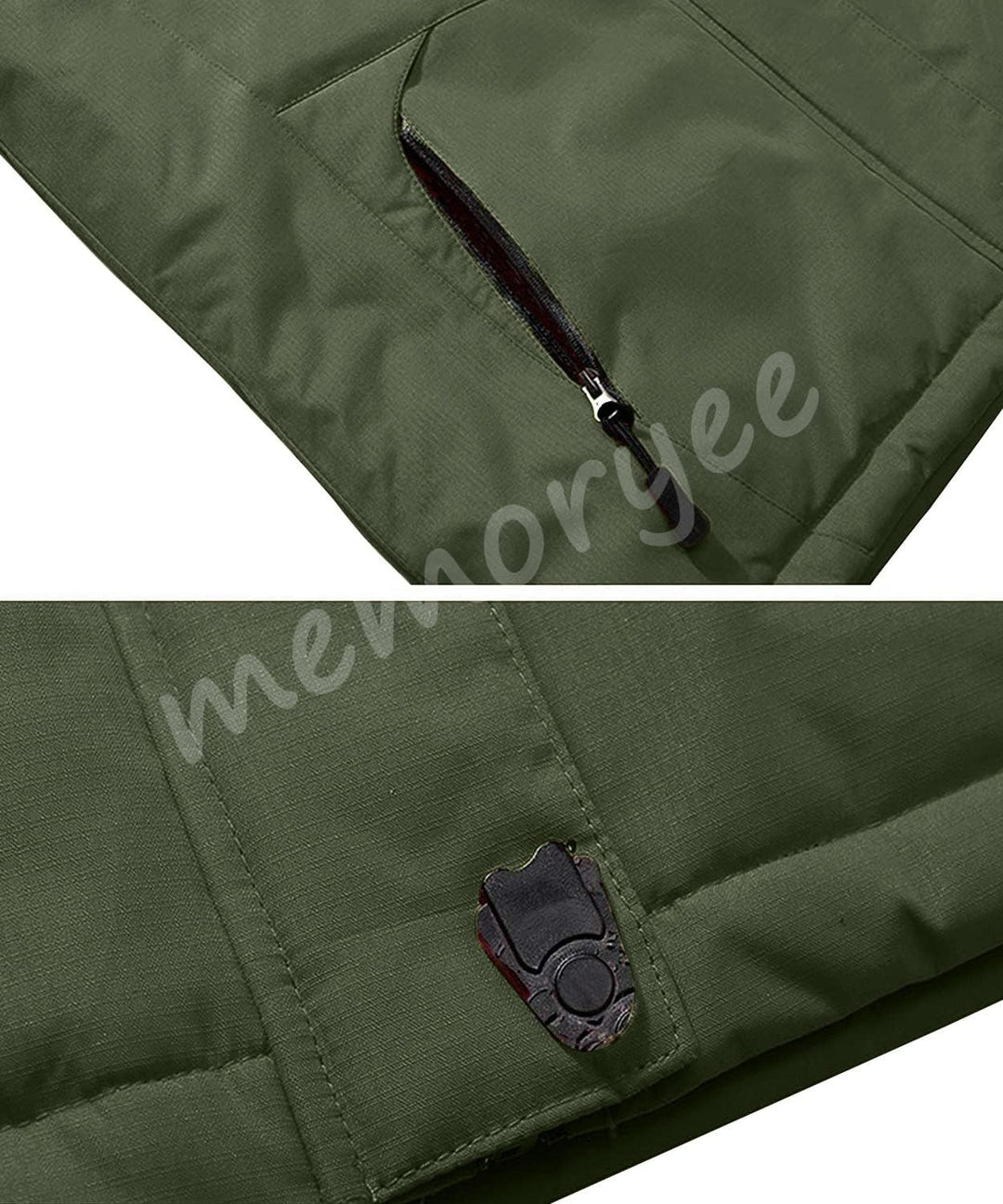 Memoryee Herren Ski Jacke Warmer Gefüttert Winter Fleece Mantel Wasserdichter mit Abnehmbarer Kapuze