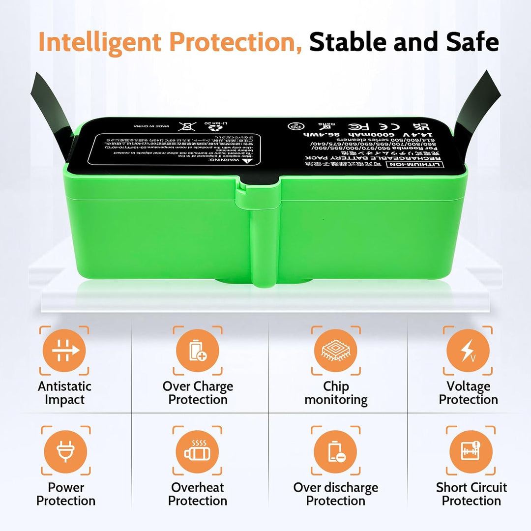 6000mAh Ersatzakku Kompatibel für iRobot Roomba 500 600 600 700 800 900 Serie für Roomba 960 981 970