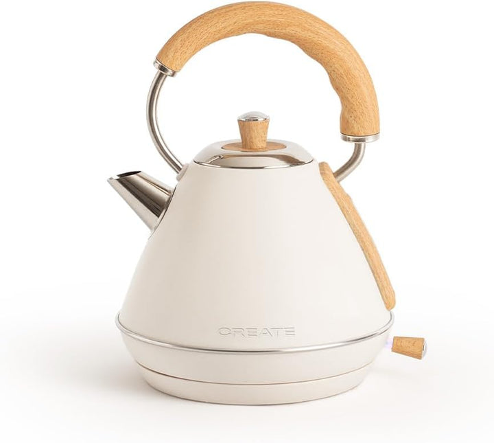 CREATE/KETTLE RETRO M/Elektrischer Wasserkocher Cremeweiss/Schnelles Aufkochen, Fassungsvermögen 1L,