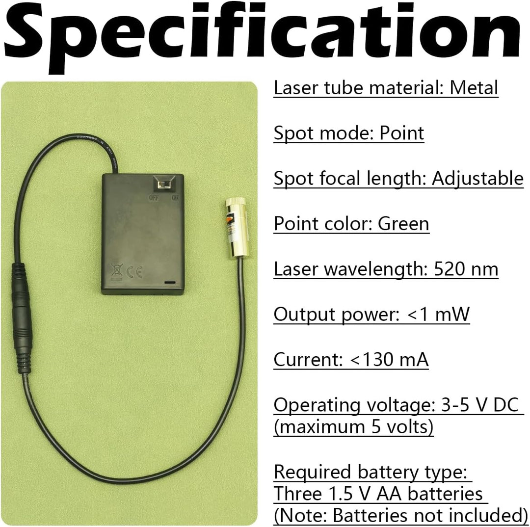 CTRICALVER Lasermodul verstellbares Brennpunkt-Set, Stromversorgungsset + 520 nm Industrielles Laser