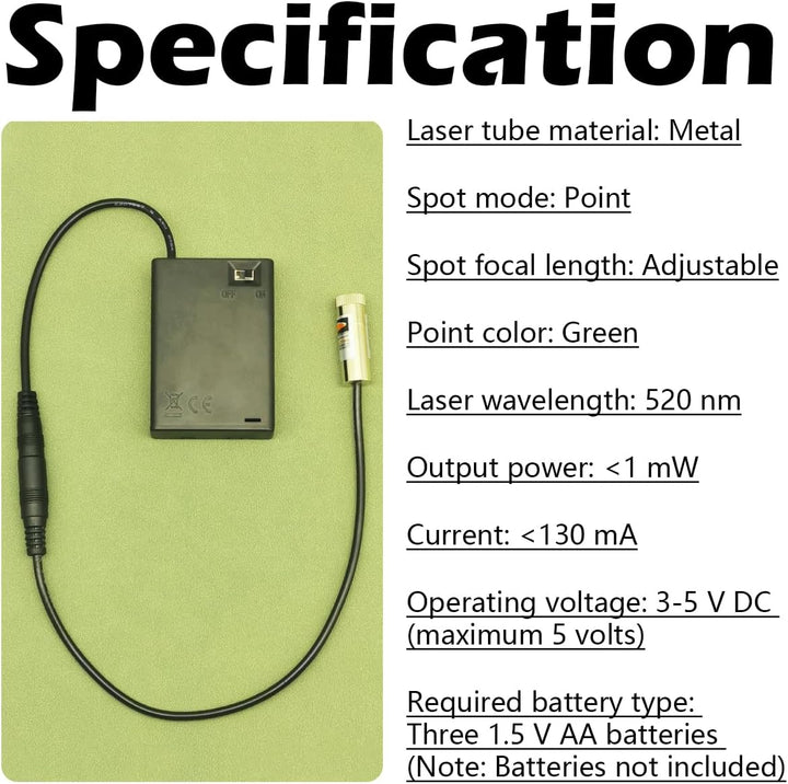 CTRICALVER Lasermodul verstellbares Brennpunkt-Set, Stromversorgungsset + 520 nm Industrielles Laser