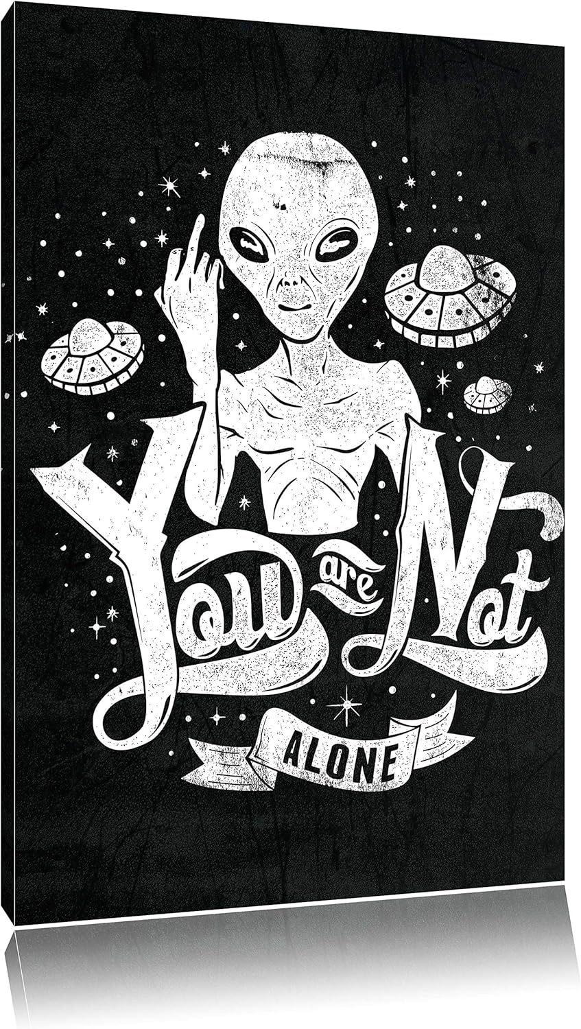 Dark You are not alone black Bild auf Leinwand, XXL riesige Bilder fertig gerahmt mit Keilrahmen, Ku