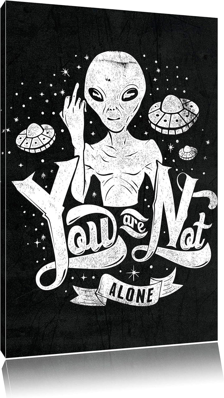 Dark You are not alone black Bild auf Leinwand, XXL riesige Bilder fertig gerahmt mit Keilrahmen, Ku