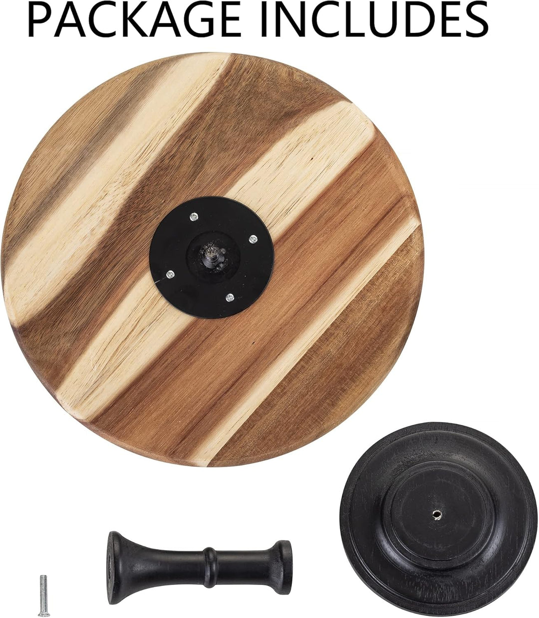 NUPTIO Rustikaler Tortenständer Hochzeit: 25cm Durchmesser Holz Tortenständer Schwarz, Dessertteller