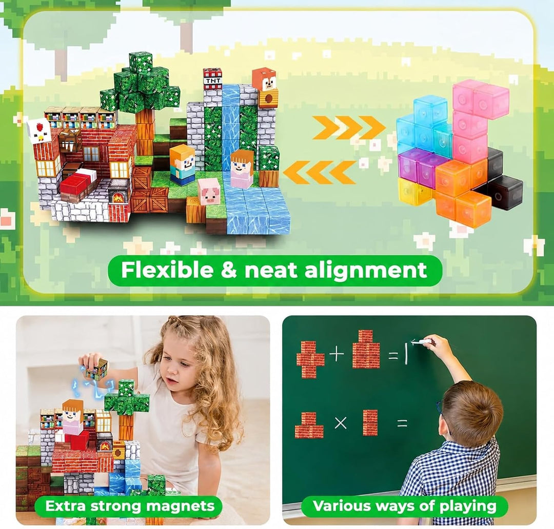 Goody King Magnetische Bausteine 150 Teile Magnetbausteine Set Bibliothek im Tal - Kreatives Bauspie