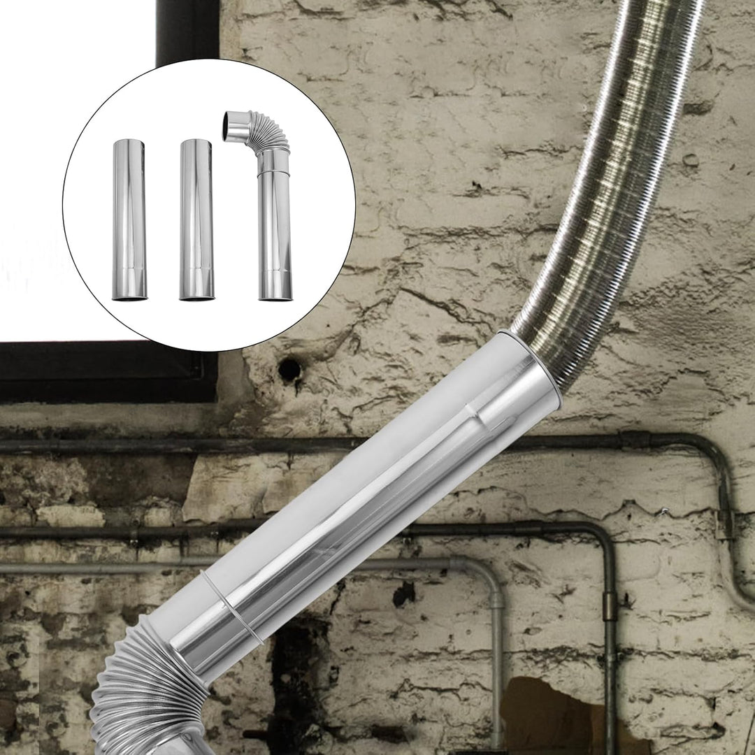 Zerodeko Edelstahl Schornstein Abgasrohr Satz 60mm Ø Verlängerung Kaminrohr mit 90° winkel für Zelto