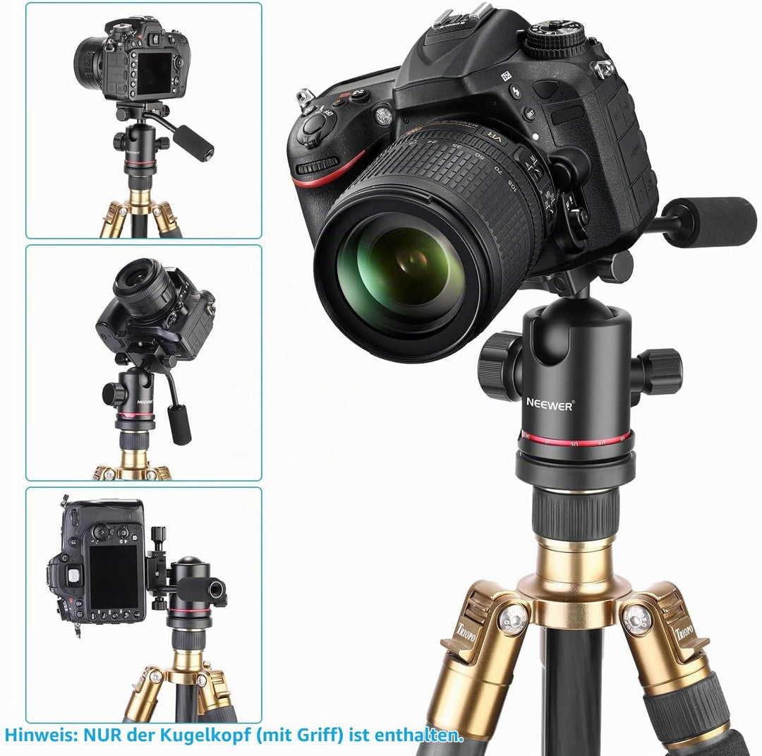NEEWER Hochleistungs Kamera Stativkopf, Kugelkopf mit Griff und 1/4Zoll Arca Typ QR Platte, 360° Pan