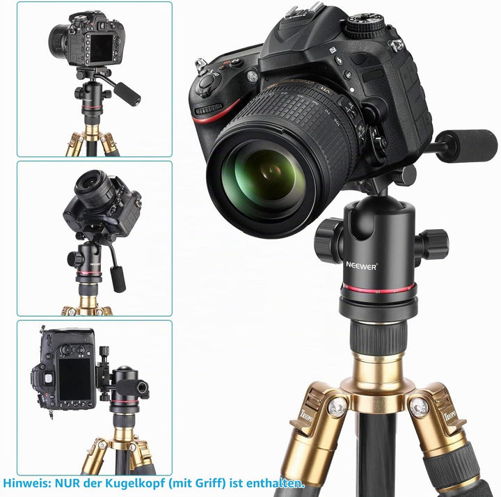 NEEWER Hochleistungs Kamera Stativkopf, Kugelkopf mit Griff und 1/4Zoll Arca Typ QR Platte, 360° Pan