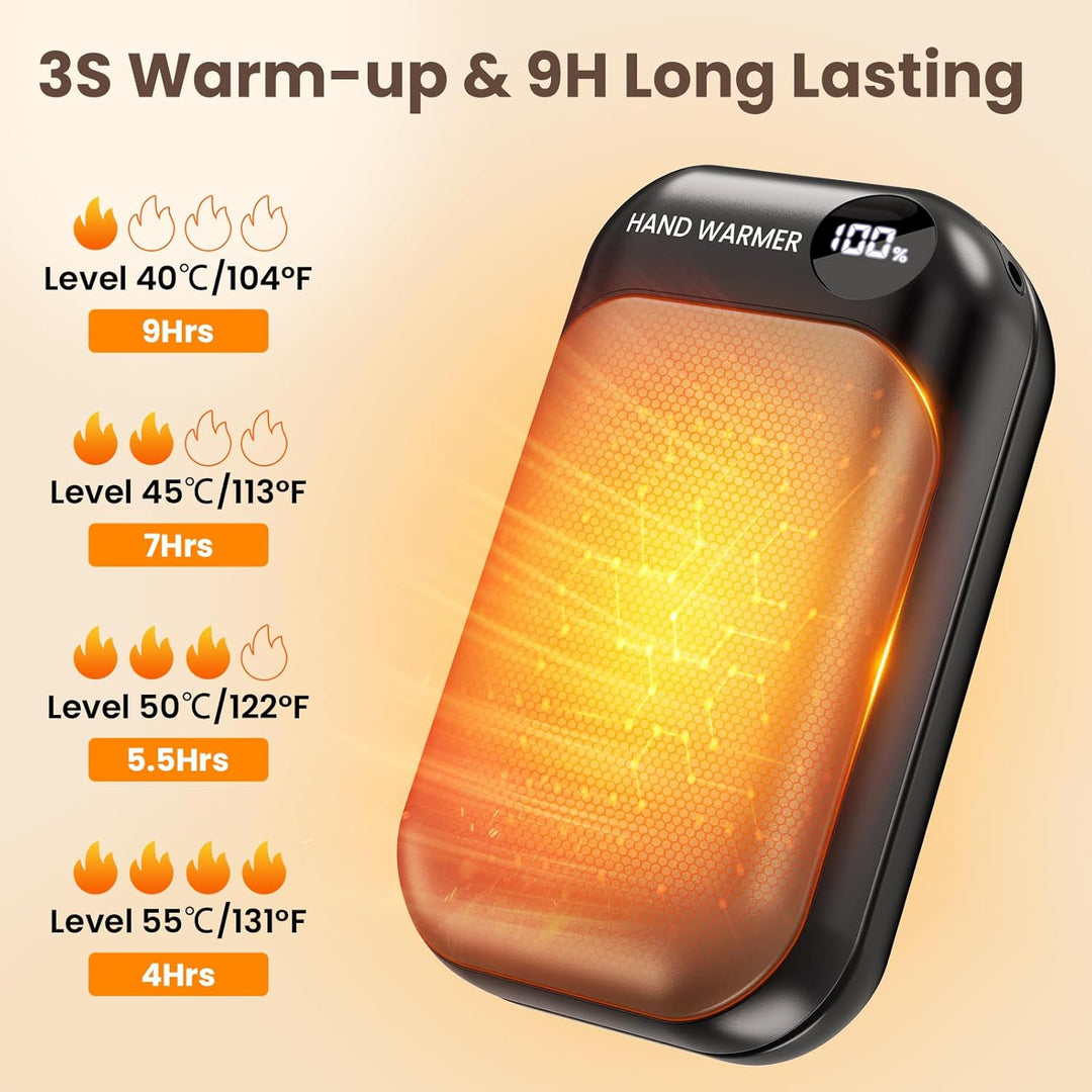 Handwärmer, 2-in-1 Magnetische Handwärmer Elektrisch, 6000mAh Tragbarer Taschenwärmer mit LED-Anzeig