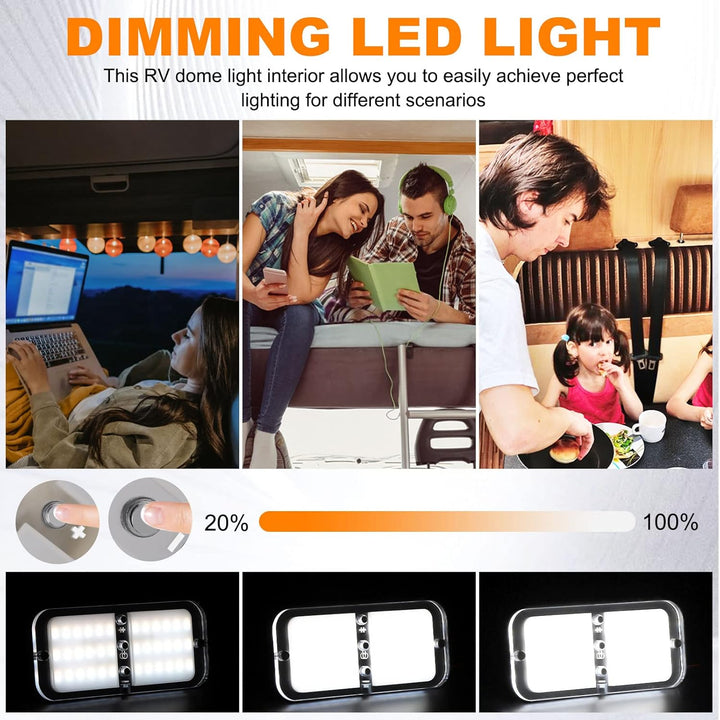Kriogor 2 stück LED Deckenleuchte 12v Wohnmobil mit Schalter mit Fernbedienung, 4 Modi, 3 Einstellun