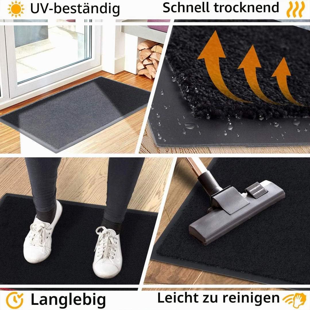 GadHome Fussmatte Schwarz 90x150 cm|Eingangstürmatte wasserdicht waschbar strapazierfähiger Schmutzf